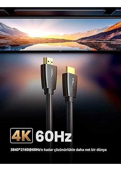 Örgülü 4K 18 Gb/s HDMI 2.0 Kablo Siyah 1.5 Metre fiyatları