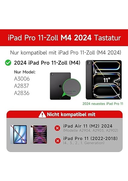 Pro 11 (2024) ile Uyumlu Touchpad Case Magic Keyboard Aydınlatmalı Klavyeli Tablet Kılıfı fiyatları