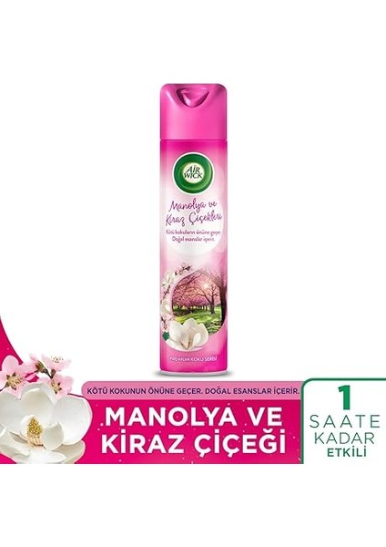 Wick Aerosol Premium Koku Serisi Manolya & Kiraz Çiçekleri Sprey Oda Kokusu (1x 300 Ml) fiyatları