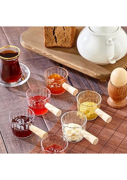 Ahşap Saplı Mika Reçellik Sosluk Sofra Sunum Kahvaltı Seti - Ahşap Saplı Sunumluk 80 ml indirimleri