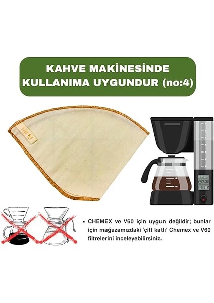 Adet) Yıkanabilir, Kumaş Kahve Filtresi (No:4) AĞARTILMAMIŞ%100 Ham Pamuk, Organik, Ekolojik Filtre No:4 fiyatları