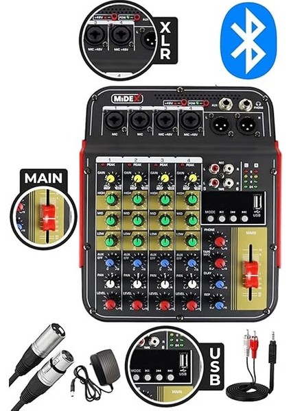 MDX-04FXU Ses Mikseri Stüdyo Kayıt Için 5 Kanal Ses Kartlı +48V Phantomlu Kayıt Mikseri fiyatları