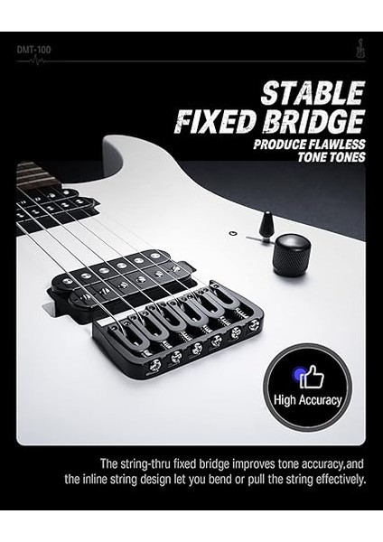 Katı Gövde Elektro Gitar, DMT-100 39 Inç Metal Elektro Gitar, H-H Manyetikli Inşaat Kiti, Çanta, Teller, Askı, Kablo, Rock Müzik Severler Için Tel Amortisör (Beyaz) fırsatları