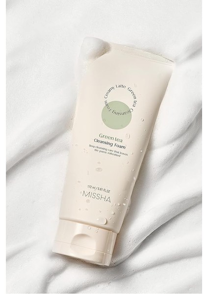 Yağlanma Karşıtı Bakım Sağlayan Yüz Temizleme Köpüğü Creamy Latte Cleansing Foam Green Tea fırsatları