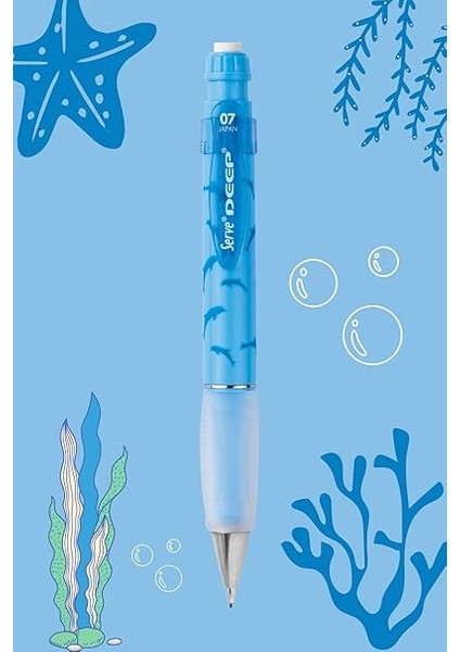 Deep Mekanik Kurşun Kalem 0.7 mm Gök Mavi Yunus Deseni fiyatları