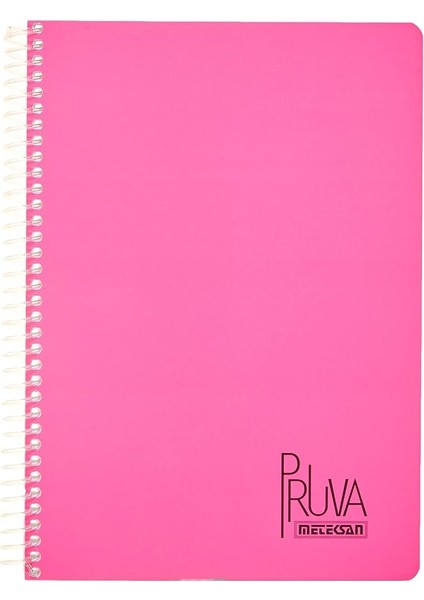 Pruva A4 Pet Spiralli Karton Kapaklı Defter 144 Yaprak - Kareli - Fuşya