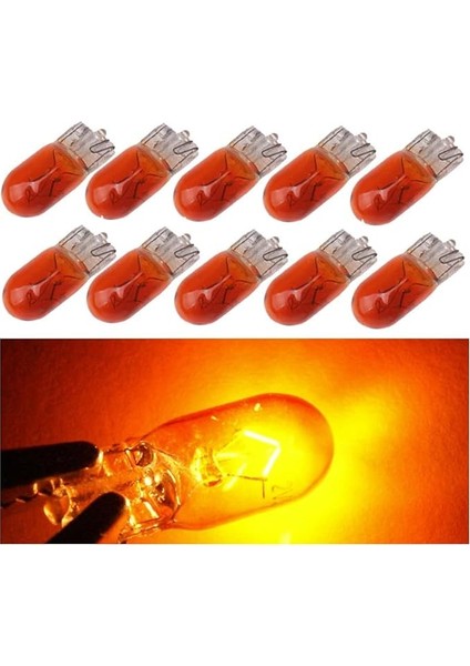 Adet 12V T10 W5W Dipsiz Turuncu Renk Ön Park Plaka Tavan Iç Aydınlatma Ampul