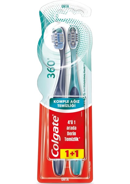 360 Komple Ağız Temizliği Çok Yönlü Koruma Orta Diş Fırçası 1+1 fiyatları