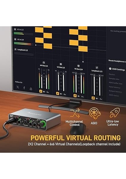 60 Db Pro-Preamp, 24BIT/192KHZ, Pc ve Akıllı Telefon Için Çift USB Arayüzü, Ev Kaydı Için Yönlendirme Yazılımı, Müzik Prodüksiyonu, Gitar, Podcast, Akış (PS22) ile Pc Için USB Ses Arabirimi fırsatları