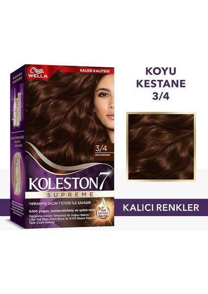 Koleston Supreme Saç Boyası 3/4 Koyu Kestane fiyatları