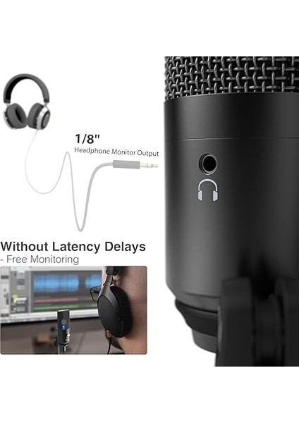 Podcast Mikrofon Usb, Kulaklık Izlemeli 3,5 mm Jak ve Takılabilir USB Bağlantı Kablosu, Bilgisayar, Mac/windows Için, Ses Kaydı, Twitch Akışı Twitch/oyun/youtube/discord - K670B fiyatları