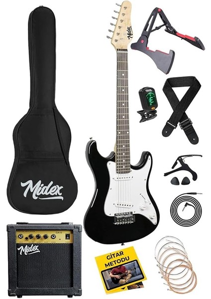 CEG-36BK 8-12 Yaş Çocuklar Için Amfili Full 3/4 36 Inç Elektro Gitar Seti White Black