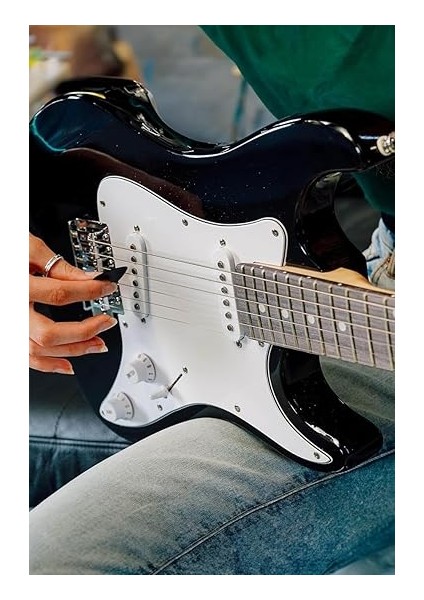 CEG-36BK 8-12 Yaş Çocuklar Için Amfili Full 3/4 36 Inç Elektro Gitar Seti White Black fırsatları