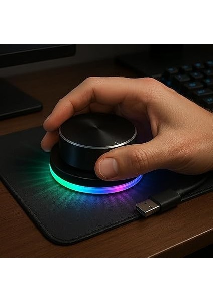 USB Ses Kontrol Düğmesi, Android System Pc Için Rgb Işığı ile Multimedya Tip C Harici Ortam Ayarlama Denetleyicisi Takın ve Oynatın USB To Type-C Kablolu Gc-91 fiyatları