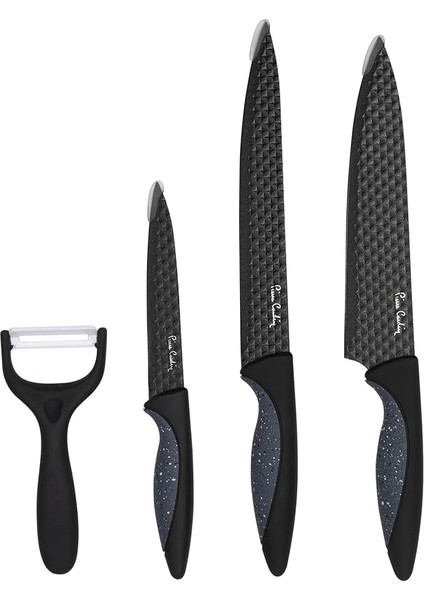 Pierre Cardin Pluto Çelik-Krom 4 Parça Bıçak Seti Siyah