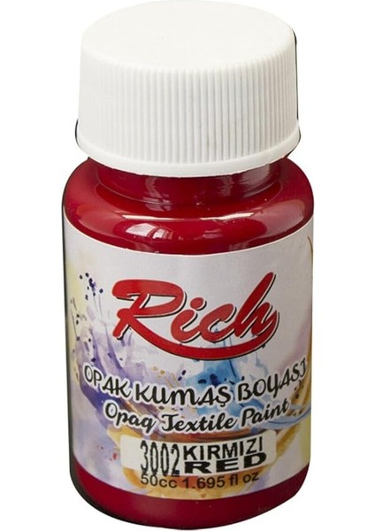 Kumaş Boyası Opak 50 cc Kırmızı,renkli