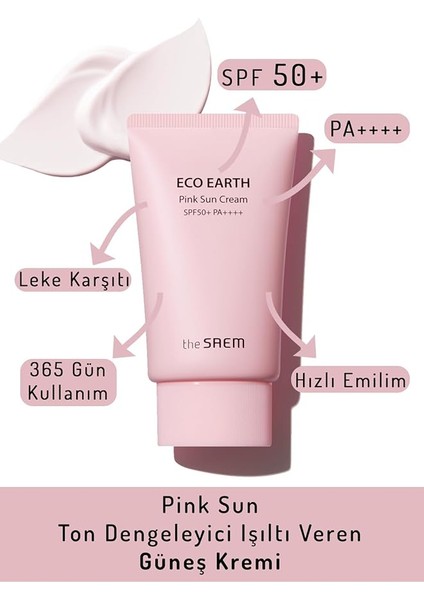 Saem Ton Dengeleyici Işıltı Veren Güneş Kremi - Pink Sun Cream SPF50+ Pa++++ 50 gr fiyatları