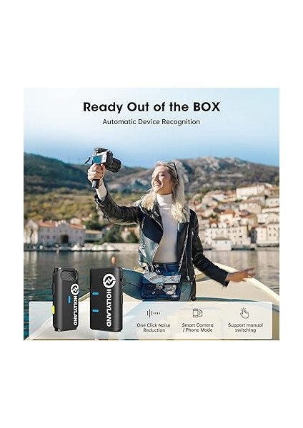 Hollyland Lark M1 Kablosuz Yaka Mikrofonu, Gürültü Engelleme Özellikli Çift Kanallı Yaka Mikrofonu, 199,9 M 8 Saat, iPhone Kamera Youtube Video Kaydı, Canlı Yayın Podcast Röportajı Vlog ile Uyumlu indirimleri