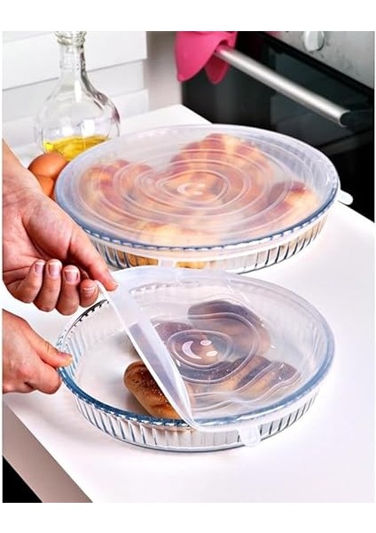 Streç Gıda Örtüsü Seti, 3 Paket, Dikdörtgen 40X27 Cm, Kare 32X28 cm ve 26X23 Cm, Yuvarlak 32 cm ve 26 Cm, Şeffaf modelleri