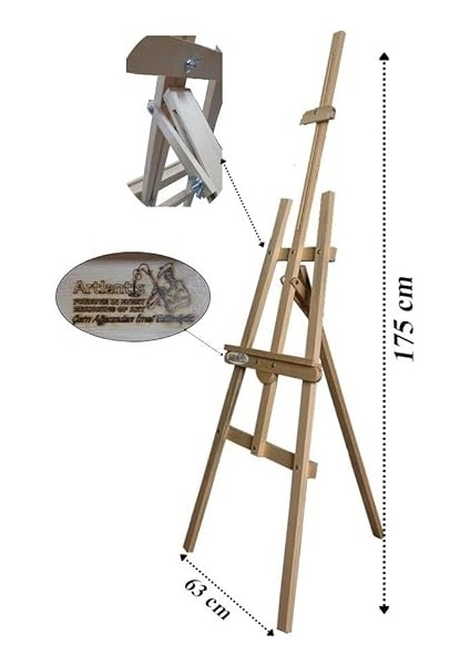 175 cm Ahşap Çam Resim Şovelesi Ressam Sehpası Ayarlanabilir Artlantis Resim Şövalyesi 1 Adet fiyatları
