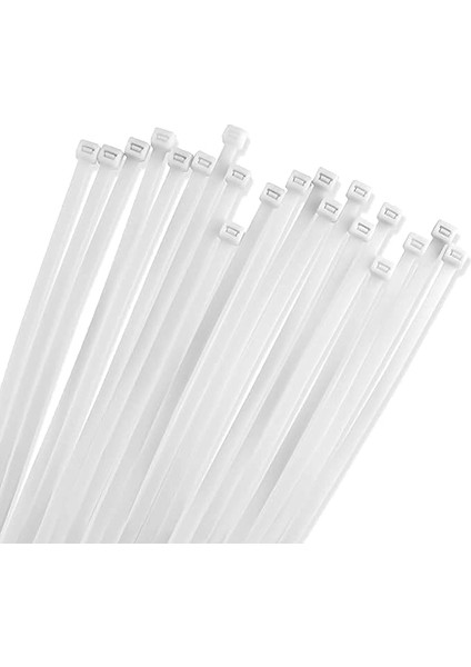 Kablo Bağı, 100'LÜ Paket Plastik Kelepçe (3,6 mm Kalınlık, Beyaz, 370 mm Uzunluk)