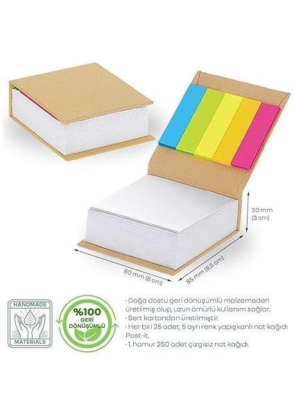 Geri Dönüşümlü Renkli Yapışkanlı Post-It Küp Notluk fiyatları