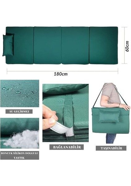 Taşınabilir Katlanır Çanta Şezlong Minderi, Yastıklı Minder (Krem) fırsatları