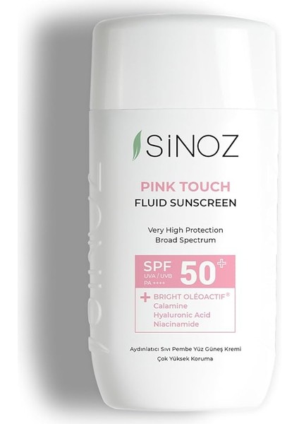 SPF50 Pink Touch Aydınlatıcı Sıvı Yüz Güneş Kremi Yeni Nesil Güneş Filtreleri Hibrit Formül 50ML