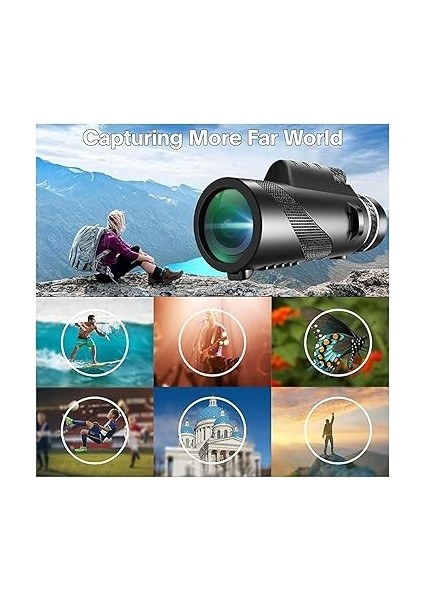 Teleskop - 80X100 Full Hd Yüksek Çözünürlük, 10 Km Görüş Mesafesi, 52 mm Objektif Lens, Gece Görüş Destekli, Telefon Tutucu ve Taşıma Çantalı, Tripodlu Profesyonel Monoküler Dürbün indirimleri
