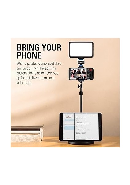 Mini Montaj - 64 Cm/25,2 Inçe Kadar Uzatılabilir, Tamamen Ayarlanabilir, Soğuk Ayakkabı Montajlı Telefon Tutacağı, Cihaz Yuvası, Kameralar, Işıklar, Mikrofon ve Daha Fazlası Için 1/4 Inç Iplik fırsatları