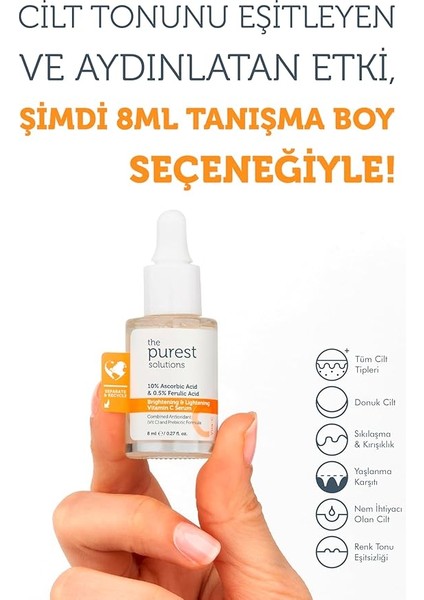 Purest Solutions Aydınlatıcı ve Cilt Tonu Eşitleyici C Vitamini Cilt Serumu, Seyahat Boy 8 ml modelleri