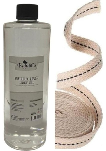 Magnet Kandillo Şeffaf Kandil Yağı Kokusuz Dumansız Iç Mekan Gaz Lambası Yağı 400 ml + 1 Metre Fitil