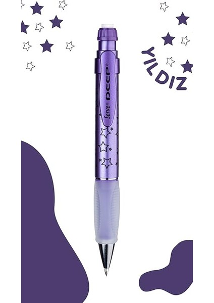 Deep Mekanik Kursun Klm 07MM Metalık Mor Yıldız Deseni fiyatları