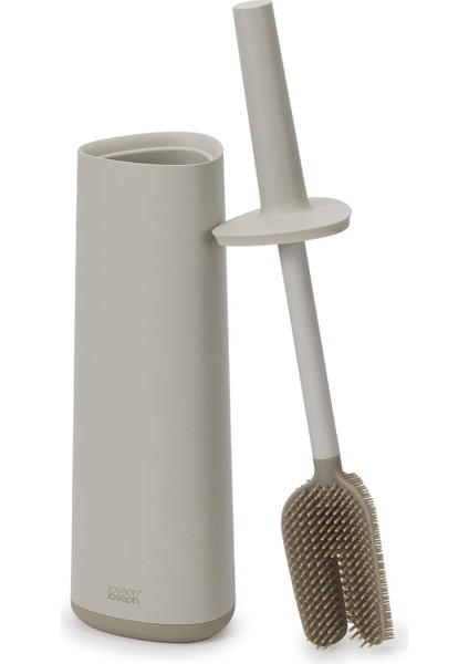 Joseph Flex 360- Gelişmiş Tuvalet Fırçası ve Saklama Tutucu Seti, Damlatmaz, Tıkanmaz, Üç Kat Hareketli, Değiştirilebilir Fırça Başlığı, Mat Yüzey, Bej