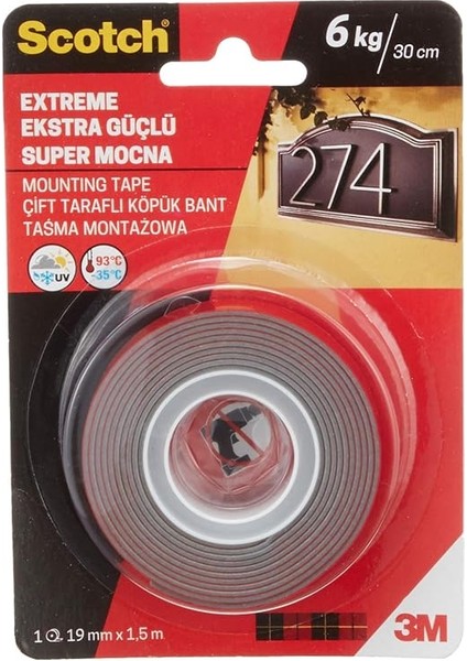 4002 Extra Güçlü Montaj Bandı 19MM x 1, 5m fiyatları