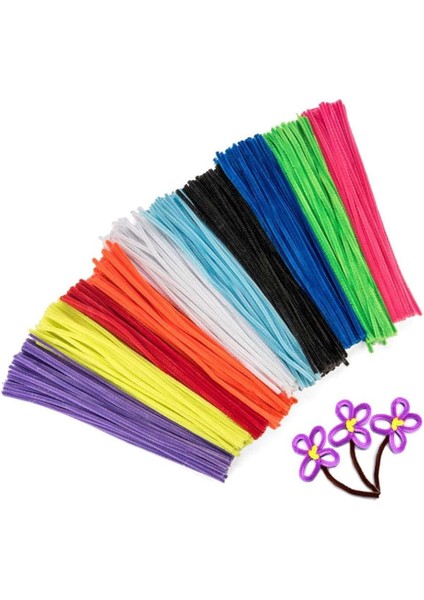 100 Adet, Renkli Şönil, Tüylü Tel, 30 Cm, Eğitici Şönil Seti, Peluş Tel fiyatları