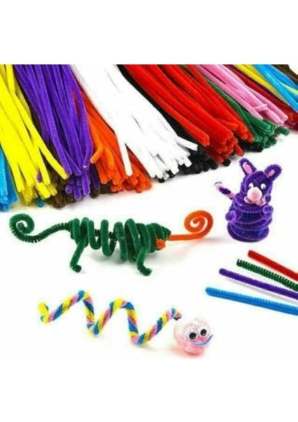 100 Adet, Renkli Şönil, Tüylü Tel, 30 Cm, Eğitici Şönil Seti, Peluş Tel indirimleri