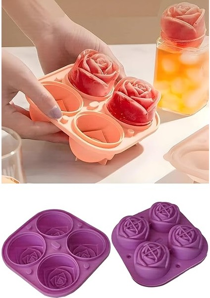 Gül Şekilli 4 Bölmeli Buz Kalıbı, Jöle ve Sunum Için fiyatları