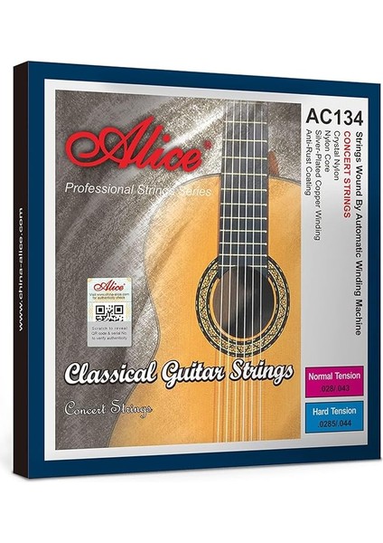 AC134-N Klasik Gitartelli Klasik Naylon Gitar Telli,normal Gerginlik 28-43 Ölçü, Paslanma Önleyici Kaplama, Gümüş Kaplama