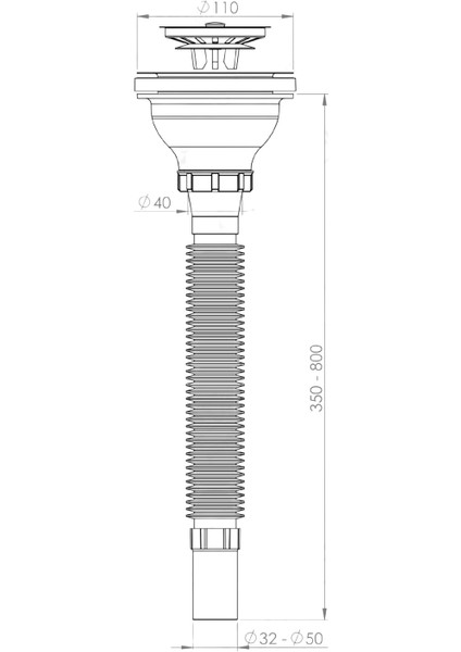 Lavabo Sifonu, 11 cm Geniş Başlık, 80 cm Uzunluk, Körüklü Plastik Gider Borusu modelleri
