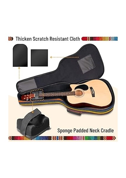 CY0186 Bohemian 15.6mm Gig Bag Dolgulu Su Geçirmez Gitar Çantası indirimleri