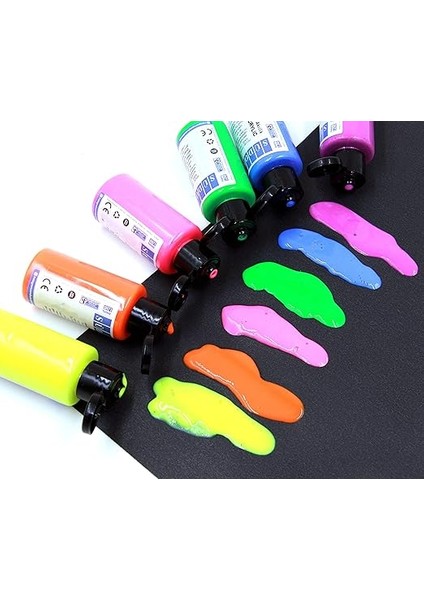 Monalisa Floresan Kumaş Boya Seti 6 x 40 ml (240 Ml) | 6 Siyah Açık Kumaş Rengi | Yıkanabilir Tekstil Boyası | Neon Renkler Kumaş Boyası | Tişört ve Tuval Boyama Diğer Tekstil Ürünleri Için Ideal fiyatları
