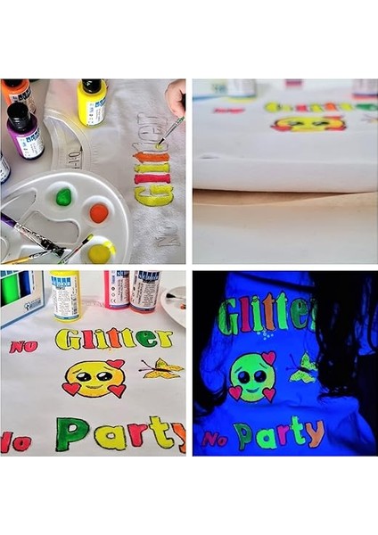 Monalisa Floresan Kumaş Boya Seti 6 x 40 ml (240 Ml) | 6 Siyah Açık Kumaş Rengi | Yıkanabilir Tekstil Boyası | Neon Renkler Kumaş Boyası | Tişört ve Tuval Boyama Diğer Tekstil Ürünleri Için Ideal fırsatları