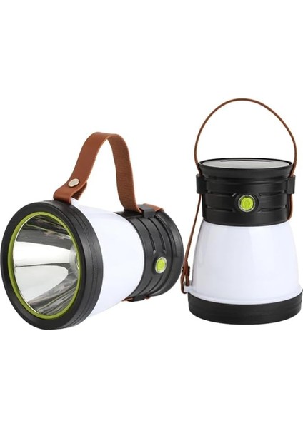 Solar Güneş Enerjili LED Kamp Feneri | USB Type-C Şarjlı, 500 Lümen, Powerbank, Taşınabilir El Feneri, 5 Modlu Aydınlatma | Kamp, Acil Durum, Bahçe Için