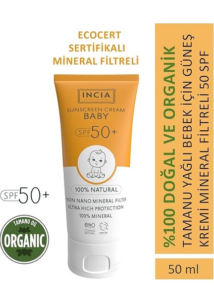 Doğal Bebek Güneş Kremi Leke Karşıtı Mineral Filtreli Yüksek Koruma SPF50 Uva Uvb 50 ml fiyatları