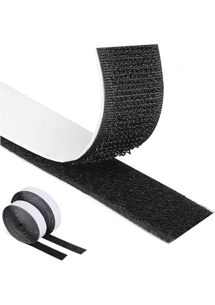Evi Yapışkanlı Cırt Bant Siyah Kendinden Yapışkanlı Cırt Cırtlı Bant (20MM x 1metre)