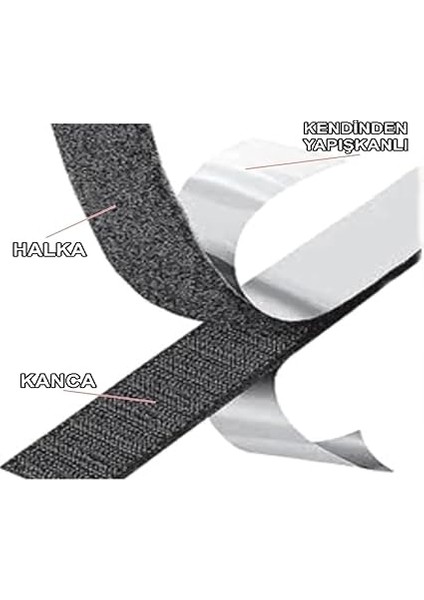 Evi Yapışkanlı Cırt Bant Siyah Kendinden Yapışkanlı Cırt Cırtlı Bant (20MM x 1metre) modelleri