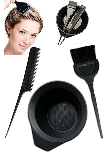 Evde Bakım 3 Lü Saç Boyama Seti Boya Fırçası + Krepe Tarak 1650