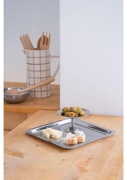 & Stone Metal Kare Servis/sunum Tepsi modelleri