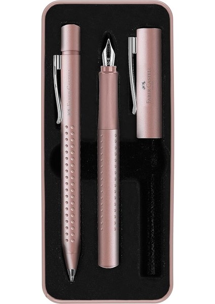 Grip 2011 Hediye Seti, Soluk Gül Rengi, M Uçlu Dolma Kalem ve Xb Tükenmez Kalem, Metal Kutuda, Ekstra Yumuşak Yazım